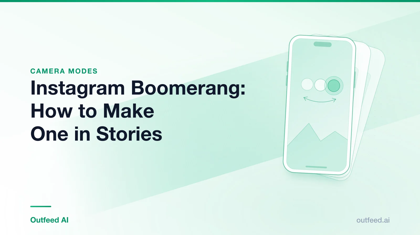 Title card reading 'Instagram Boomerang: How to Make One in Stories' with a phone outline and layered screens on an emerald gradient